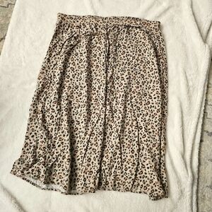 Nine West Cheetah Midi Skirt Elastic Back So Comfortable XL